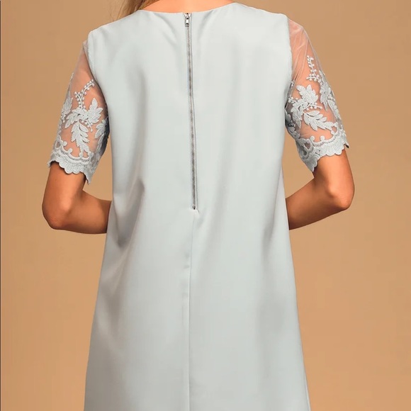NWOT Lulu’s “Dance a Little Light Blue Embroidered Short Sleeve Shift Dress” - Picture 5 of 15